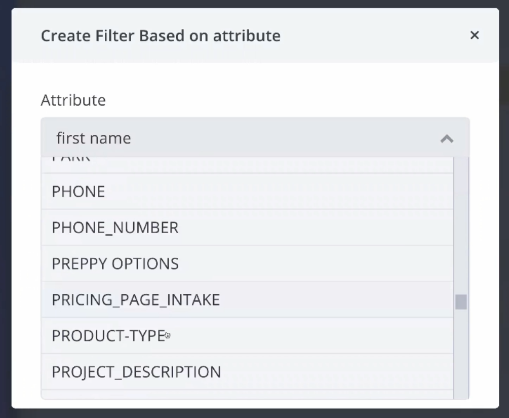 Selecting an attribute