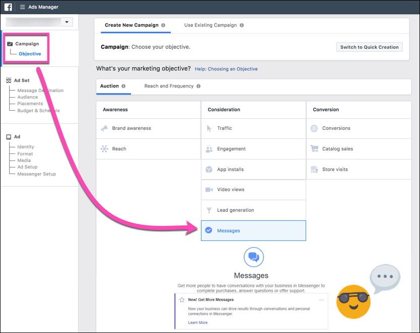 messages-facebook-ad-objective
